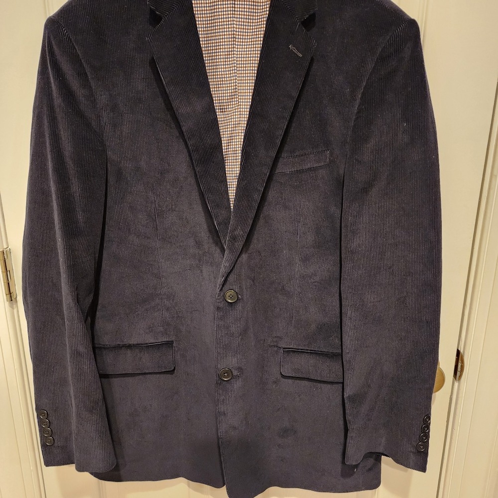 Saddlebred Corduroy Sports Coat Blazer Dark Blue/Navy 44L Dapper business - Picture 2 of 10